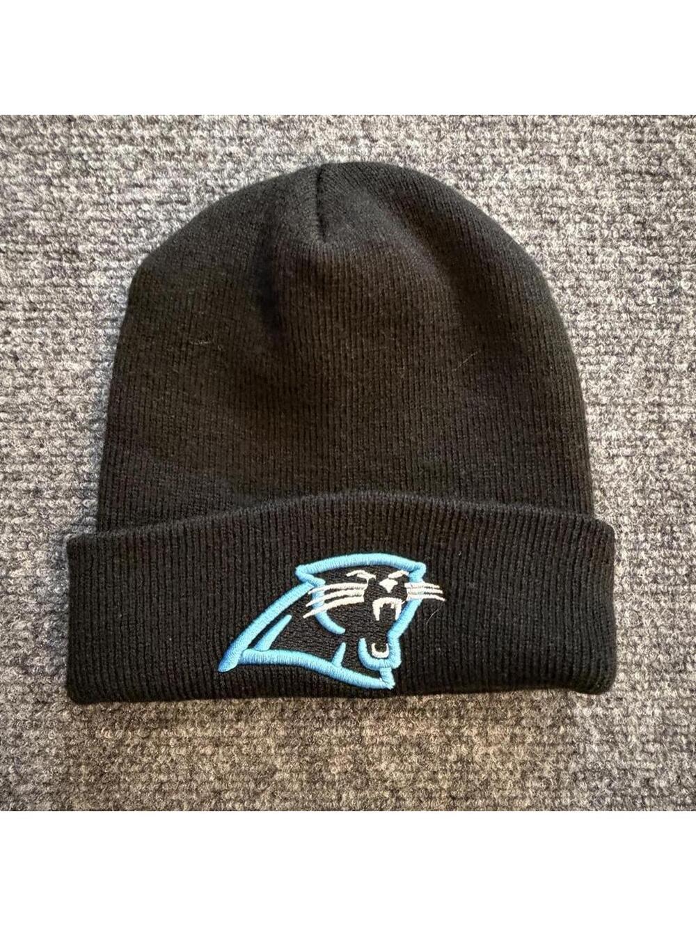 NFL Carolina Panthers black beanie with blue panther logo